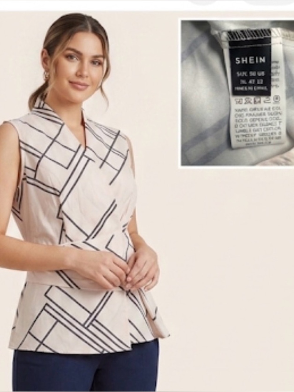 Summer Geometric Print Pleated Casual Blouse